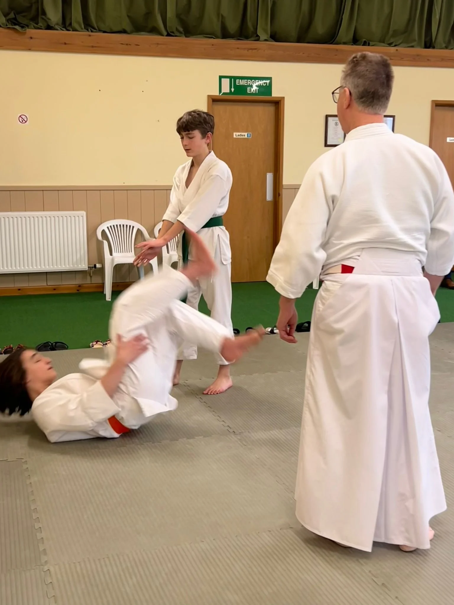 Training underway in the dojo during a weekend seminar