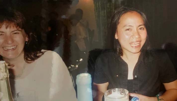 Celebrating Mai's 1st Dan grading at the Watchfield pub with Julie McNichol